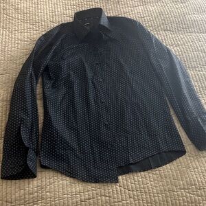 Boss Men's Navy Patterned Casual Shirt